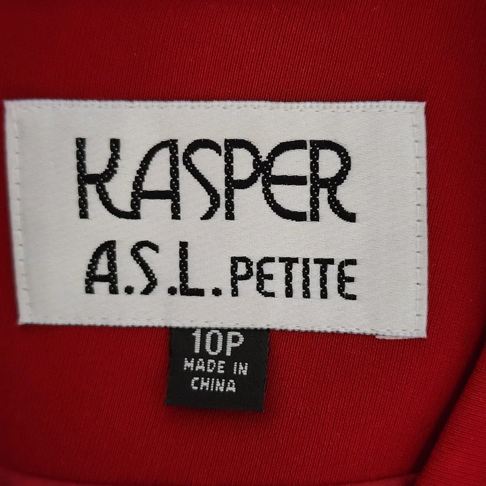 Kasper ASL 2pc Blazer + Skirt Suit Set Womens 10P Red Business Career Officecore